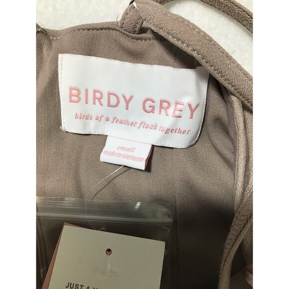 BIRDY GREY SZ S Taupe Cowl Sleeveless Crepe Ash Formal Party Maxi Dress NWT b109 - Picture 7 of 10